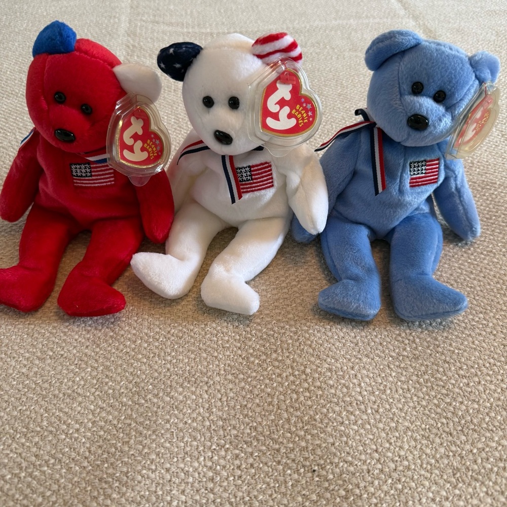 Ty Patriotic Plush Bears Set - Red, White, Blue